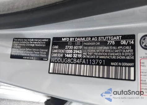 2015 Mercedes-Benz S 550 from USA, damaged, VIN WDDUG8CB4FA113791